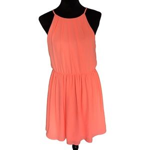 Charlotte Russe Peach Tone Open Back Mini Dress